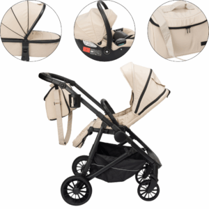CĂRUCIOR PREMIUM Pentru Copii - Sistem 3 in 1 cu Accesorii - VELVET Gentle by VELVET KIDS
