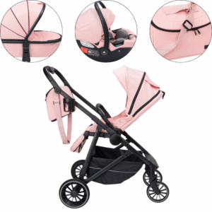 CĂRUCIOR PREMIUM Pentru Copii - Sistem 3 in 1 cu Accesorii - VELVET Delicate by VELVET KIDS